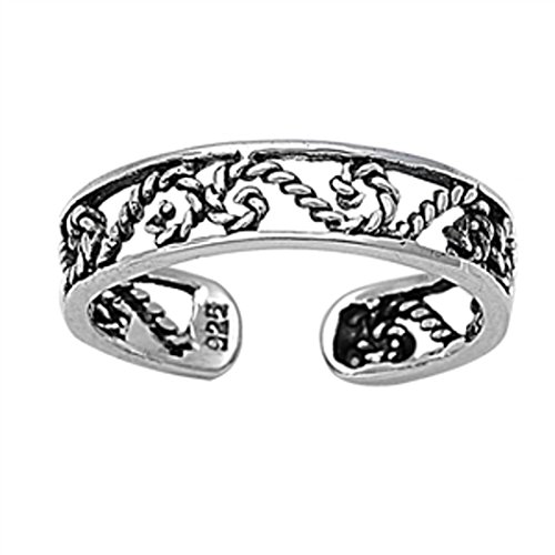 Zehenring aus 925 Sterling Silber als Fußschmuck für Damen, Herren und Mädchen, Größenverstellbar, Modell 7 von 7K