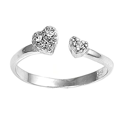 Zehenring aus 925 Sterling Silber als Fußschmuck für Damen, Herren und Mädchen, Größenverstellbar, Zirkonia Herz 1 von 7K