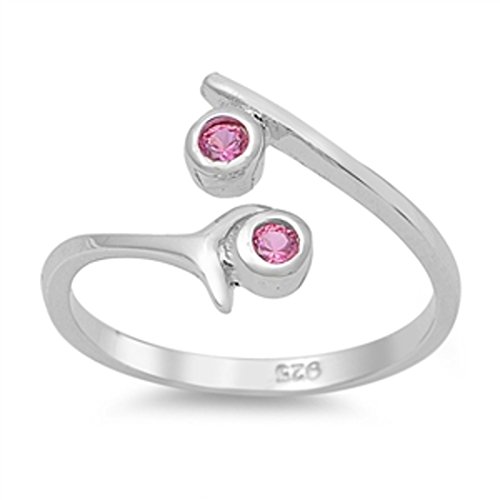 Zehenring aus 925 Sterling Silber als Fußschmuck für Damen, Herren und Mädchen, Größenverstellbar, rosa Zirkonia 2 von 7K