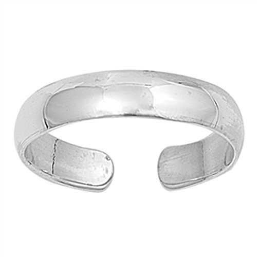 Zehenring aus 925 Sterling Silber als Fußschmuck oder Fingerring für Damen, Herren und Kinder, offener Midi Ring, verstellbar, Breite 4mm, Modell 9 von 7K
