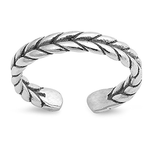 Zehenring aus 925 Sterling Silber als Fußschmuck oder Fingerring für Damen, Herren und Kinder, offener Midi Ring, verstellbar, Modell 19 von 7K