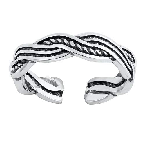 Zehenring aus 925 Sterling Silber als Fußschmuck oder Fingerring für Damen, Herren und Kinder, offener Midi Ring, verstellbar, Modell 22 von 7K