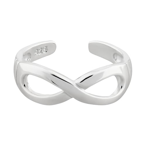 Zehenring aus 925 Sterling Silber als Fußschmuck oder Fingerring für Damen, Herren und Kinder, offener Midi Ring, verstellbar, Modell 26 Infinity von 7K