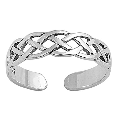 Zehenring aus 925 Sterling Silber als Fußschmuck oder Fingerring für Damen, Herren und Kinder, offener Midi Ring, verstellbar, Modell 35 von 7K