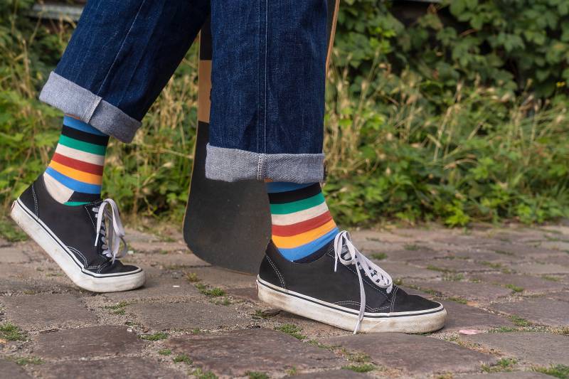 Funky Striped Socks, Colorful Fun Eco Friendly Cotton Socks von 7LoopsFashion