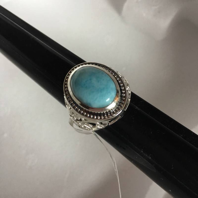 Larimar Ring Blauer Stein Sterling .925 Silber Geschnitzt Seitlich Geschnitzt Größe8, 9 Larimar Ring Blauer Stein Sterling .925 Silber Geschnitzt Seitlich Geschnitzt Größe8, 9 von 7Monks