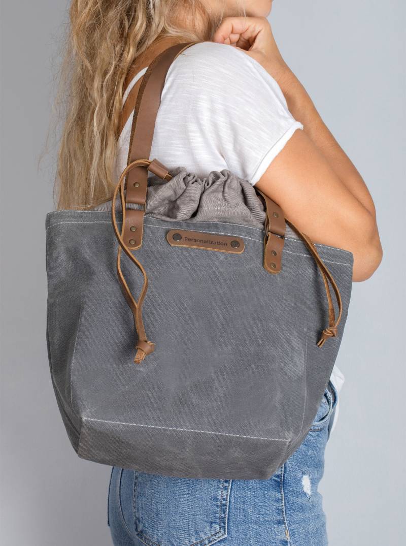 Projekttasche, Strickprojekt Einkaufstasche, Personalisierte Häkelprojekttasche, Große Garnschale, Langlebig von 7OlivesStudio