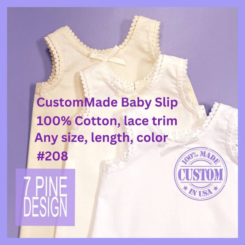 Beigefarbener Taufslip, Taufslip Handgefertigt, Erstlingsunterrock, Taufeslip, Handgefertigt #208 von 7PineDesign