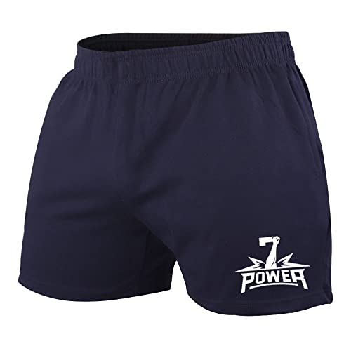 7Power Herren 5" Running Workout Shorts mit Taschen für Bodybuilding und Fitness Color Dark Blue Size L von 7Power