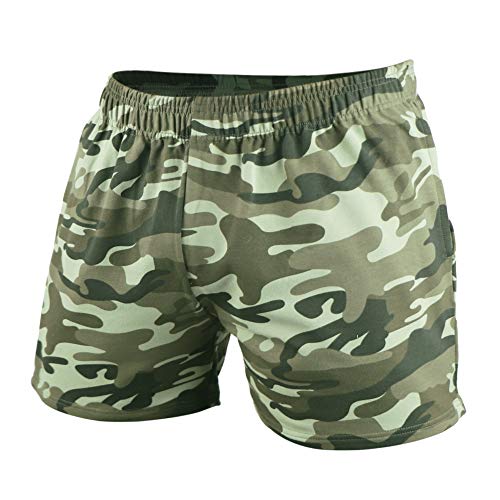 7Power Herren 5" Running Workout Shorts mit Taschen für Bodybuilding und Fitness Color Green camo Size L von 7Power