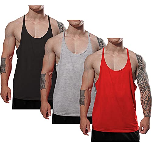 7Power Canotta da Uomo Senza Maniche Con cosciali muscolosi tagliata Aperta Canotta da Bodybuilding da Allenamento in Palestra Color Black+Gray+Red Size M von 7Power