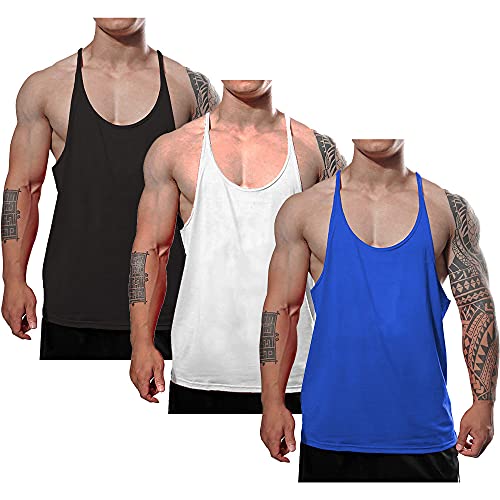 7Power Canotta da Uomo Senza Maniche Con cosciali muscolosi tagliata Aperta Canotta da Bodybuilding da Allenamento in Palestra Color Black+White+Blue Size M von 7Power