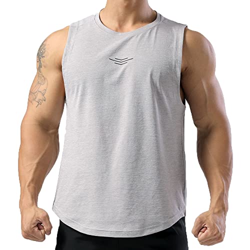 Herren Ärmellose Workout-Tank-T-Shirts Gym Muscle Tank Top für Fitness Bodybuilding Color Gray Size S von 7Power