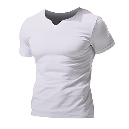 Herren Mesh Athletic T-Shirts mit geteiltem V-Ausschnitt für Fitnesstraining Bodybuilding Color White Size XL von 7Power