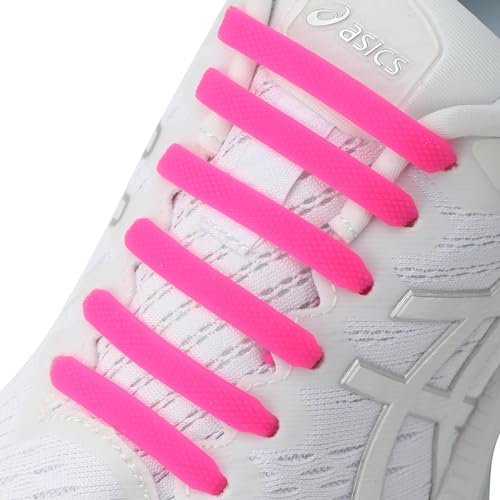 7STROBBS 2 Paar Gummi Schnürsenkel Ohne Binden für Kinder,Wasserdichte Elastische Silikon Schnürsenkel Rosa Flach für Sneaker Stiefel Brettschuhe und Freizeitschuhe,Rosa von 7STROBBS