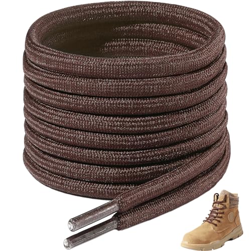 7STROBBS 2 Paar Runde Schnürsenkel für Arbeitsschuhe Outdoorschuhe Wanderschuhe Stiefel, Damen & Herren Reißfeste Schuhbänder, Ersatz Boots Shoelaces, Braun 170cm von 7STROBBS