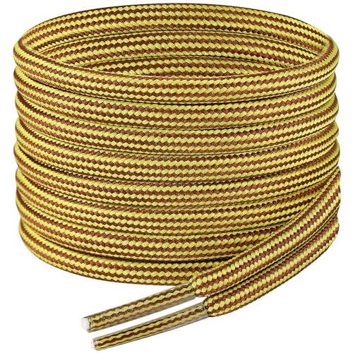 7STROBBS 2 Paar Runde Schnürsenkel für Arbeitsschuhe Outdoorschuhe Wanderschuhe Stiefel, Damen & Herren Reißfeste Schuhbänder, Ersatz Boots Shoelaces, Gelb Graun 180cm von 7STROBBS