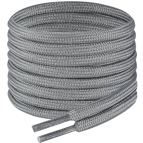 7STROBBS 2 Paar Runde Schnürsenkel für Arbeitsschuhe Outdoorschuhe Wanderschuhe Stiefel, Damen & Herren Reißfeste Schuhbänder, Ersatz Boots Shoelaces, Grau 170cm von 7STROBBS