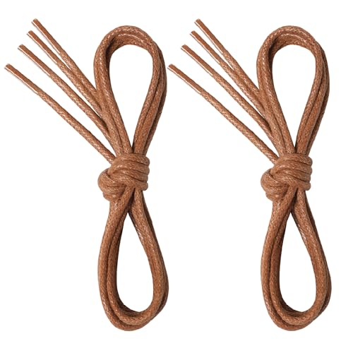 7STROBBS 2 Paar Schnürsenkel Business, Runde Gewachste Schuhbänder, 2.5mm Dünne Shoelaces für Lederschuhe Stiefel Anzugschuhe Halbschuhe, Damen Herren Ersatz Oxford Schnürsenkel, Hellbraun 70cm von 7STROBBS