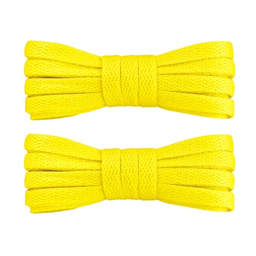 7STROBBS 2 Paar Schnürsenkel Gelb Flach Breite 8mm Ersatz Sneaker Gelb Schuhbänder Yellow Shoelaces für Converse Chucks Air Force Damen Herren Kinder,160cm von 7STROBBS