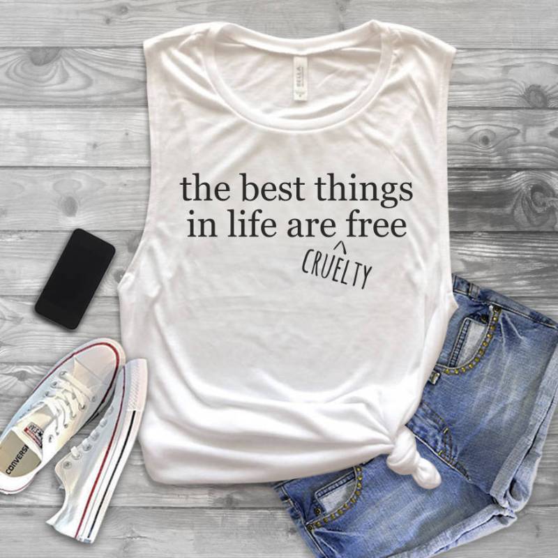 Die Besten Dinge Im Leben Sind Cruelty Free Tank Top - Tierrechte Shirt Tierliebhaber von 7Sages