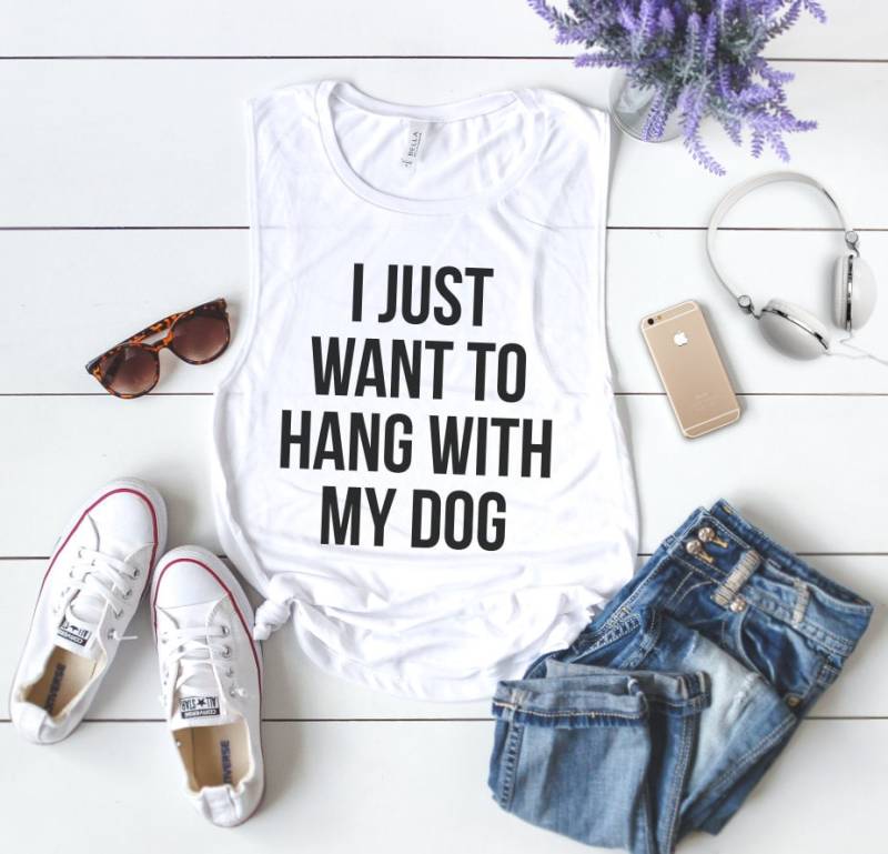 Ich Möchte Nur Mit Meinem Hund Hängen Tank Top - Hundeshirt Hundeliebhaber Shirt von 7Sages