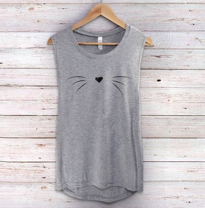 Katze Tank Top - Süße Schnurrhaare Muskel Katzen Shirts von 7Sages
