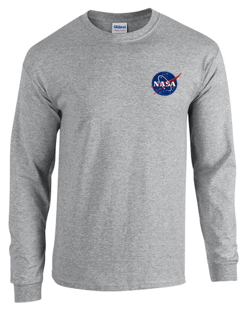 Nasa Meatball Logo Grau Besticktes Langarm-T-Shirt - Bis Zu 3x Approved Kostenloser Versand Nasa Meatball Logo Grau Besticktes Langarm-T-Shirt - Bis Zu 3x Approved Kostenloser Versand von 7Shirts