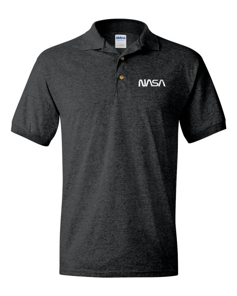 Nasa Worm Logo Dunkelgraues Besticktes Poloshirt - Approved Kostenloser Versand Nasa Worm Logo Dunkelgraues Besticktes Poloshirt - Approved Kostenloser Versand von 7Shirts
