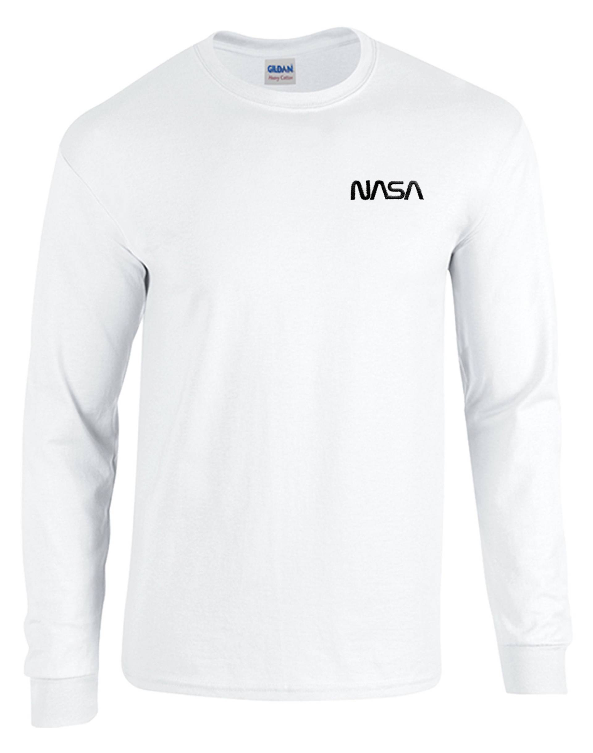 Nasa Wurm Logo Weiß Bestickt Langarm-T-Shirt - Bis Zu 3x Genehmigt Kostenloser Versand Nasa Wurm Logo Weiß Bestickt Langarm-T-Shirt - Bis Zu 3x Genehmigt Kostenloser Versand von 7Shirts