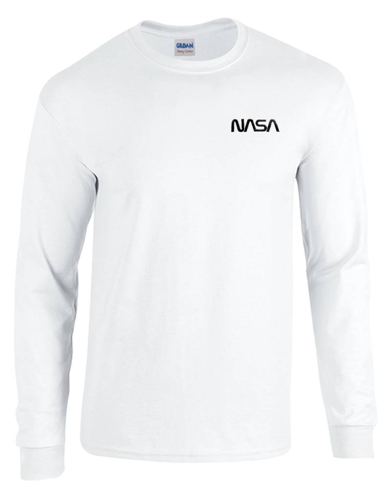 Nasa Wurm Logo Weiß Bestickt Langarm-T-Shirt - Bis Zu 3x Genehmigt Kostenloser Versand Nasa Wurm Logo Weiß Bestickt Langarm-T-Shirt - Bis Zu 3x Genehmigt Kostenloser Versand von 7Shirts