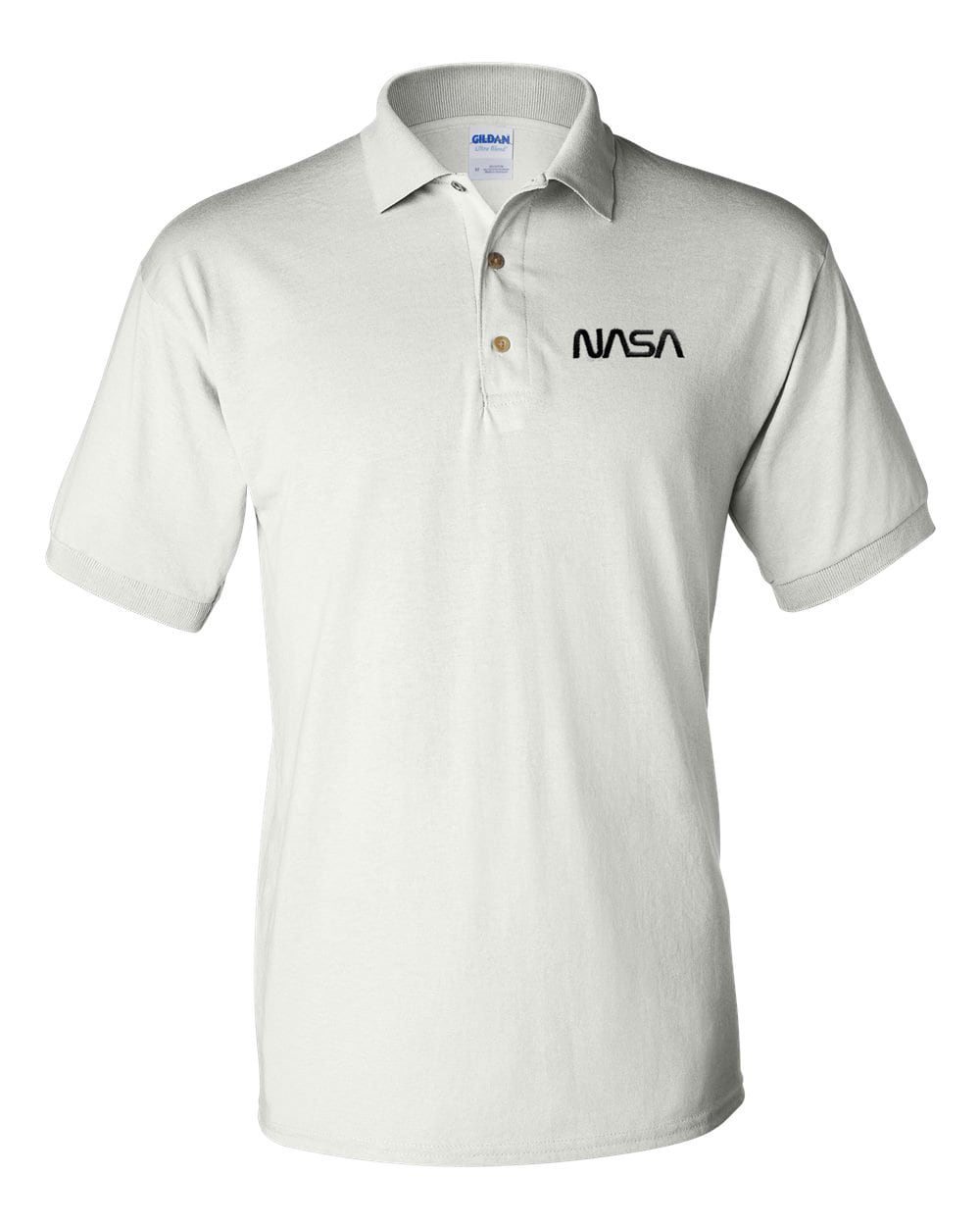Weißes Besticktes Poloshirt Mit Dem Nasa-Wurmlogo - Bis Zu 3x Nasa-Genehmigung Kostenloser Versand Weißes Besticktes Poloshirt Mit Dem Nasa-Wurmlogo - Bis Zu 3x Nasa-Genehmigung Kostenloser Versand von 7Shirts
