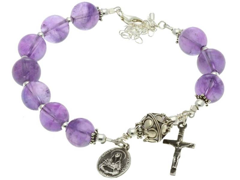 sterling Silber Rosenkranz Armband Amethyst 10mm, 7 Sorrows/Traditionelles von 7SorrowsRosaries