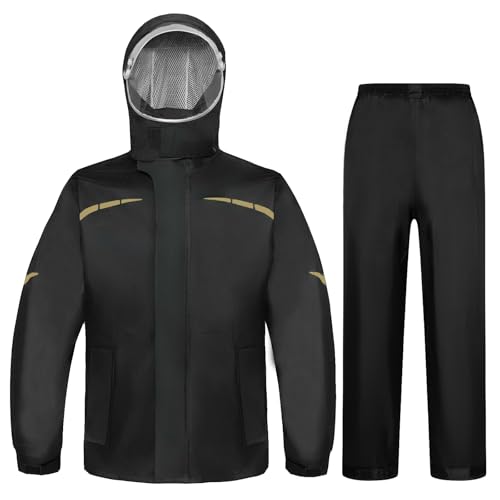7VSTOHS Herren Damen Wasserdichte Regenjacke Anzüge Motorrad Radfahren mit Kapuze Splits Mäntel Hosen Arbeitskleidung für den Außenbereich Für Nasses Wetter von 7VSTOHS