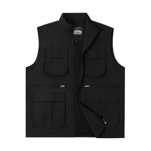 7VSTOHS Herren Schnelltrocknende Westen, Outdoor-Arbeitsweste Multi-Pocket-Angelweste Lichtfeldweste, Sommer-Multifunktionsweste Atmungsaktive von 7VSTOHS