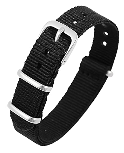 Excellanc-Uhrenarmband Ersatz Textil Dornschließe Breite 14-22 mm (Stegbreite: 22 mm, schwarz) von Excellanc