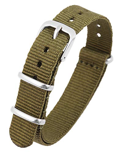 Excellanc-Uhrenarmband Ersatz Textil Dornschließe Breite 14-22 mm 8600006-200 (Stegbreite: 20 mm, khaki) von Excellanc