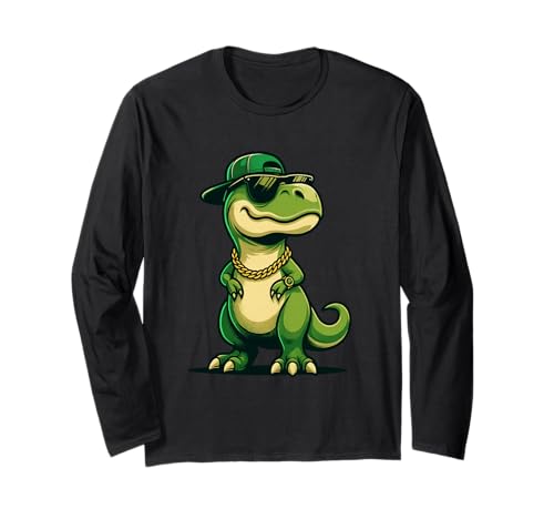 Dinosaurier T-Rex Hip Hop Retro Neuheit Kinder Lustiger Dinosaurier Langarmshirt von 7eaven Shop