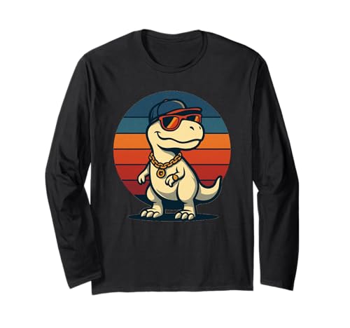 Dinosaurier T-Rex Hip Hop Retro Neuheit Kinder Lustiger Dinosaurier Langarmshirt von 7eaven Shop
