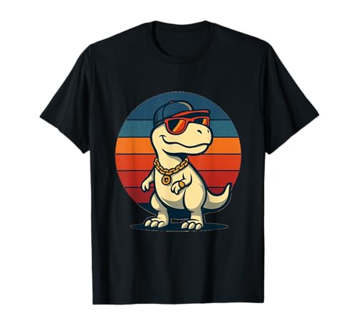 Dinosaurier T-Rex Hip Hop Retro Neuheit Kinder Lustiger Dinosaurier T-Shirt von 7eaven Shop