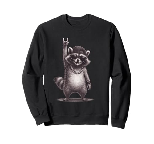 Retro Waschbär Hip Hop Rock Musik Geschenk Männer Kinder Frauen Lustig Sweatshirt von 7eaven Shop