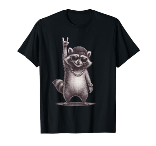 Retro Waschbär Hip Hop Rock Musik Geschenk Männer Kinder Frauen Lustig T-Shirt von 7eaven Shop