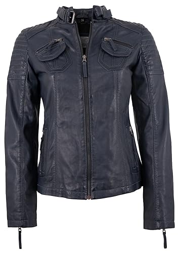 7eleven - Damen Echtleder Lederjacke Bikerjacke Lammnappa Navy Größe 38 von 7eleven