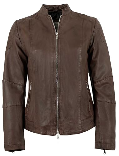 7eleven - Damen Echtleder Lederjacke Lammnappa braun Größe 44 von 7eleven