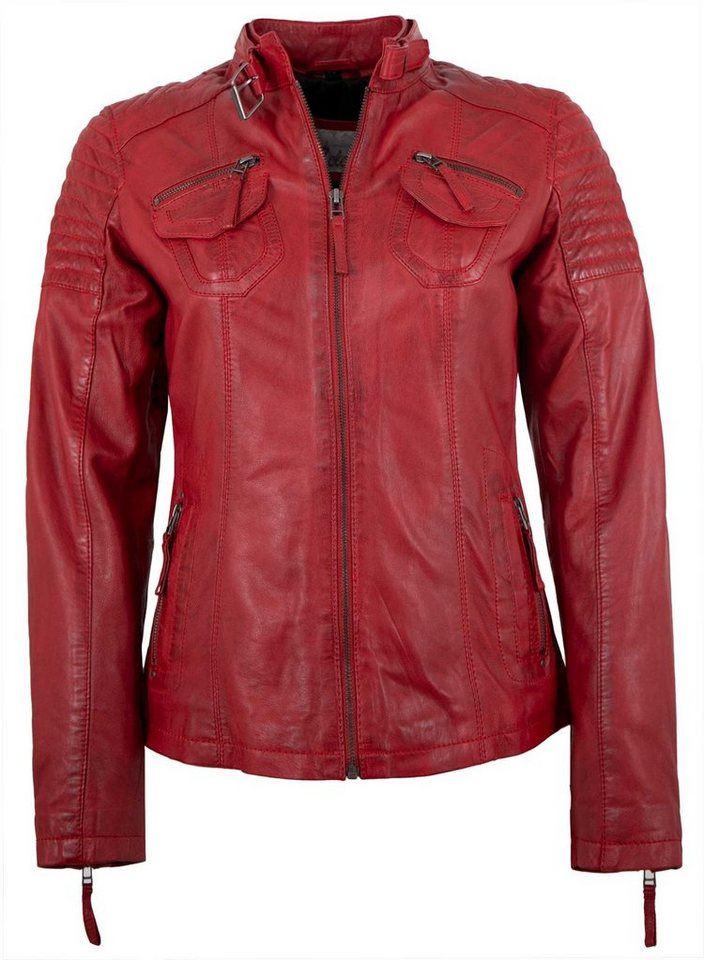 7eleven Lederjacke Ziza/L 7eleven - Damen Echtleder Lederjacke Bikerjacke Lammnappa rot von 7eleven