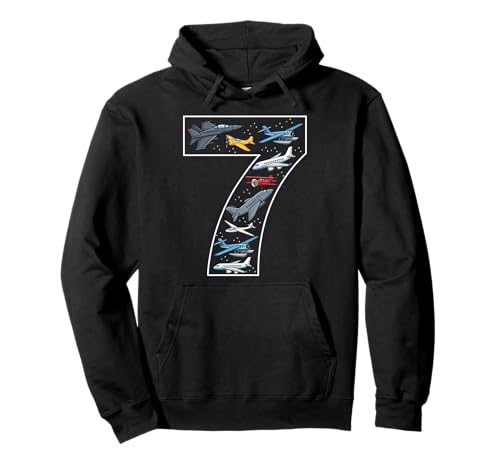 7. Geburtstag 7 Jahre alt Flugzeug Jungen Mädchen Luftfahrt Pullover Hoodie von 7th Birthday 7 Year Old Airplane Boys Girls