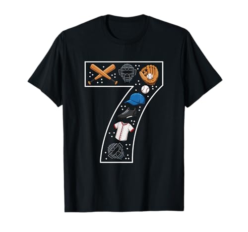 7. Geburtstag 7 Jahre alt Baseball Jungen Mädchen Baseball T-Shirt von 7th Birthday 7 Year Old Baseball Boys Girls