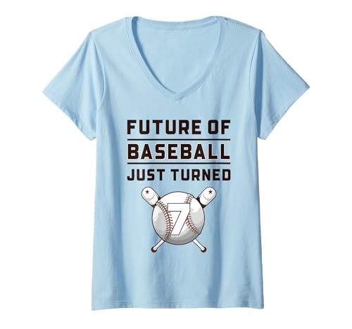Damen 7 Jahre Alter Baseball Geburtstag Junge Idee T-Shirt mit V-Ausschnitt Damen 7 Jahre Alter Baseball Geburtstag Junge Idee T-Shirt mit V-Ausschnitt von 7th Birthday 7 Year Old Baseball Gifts