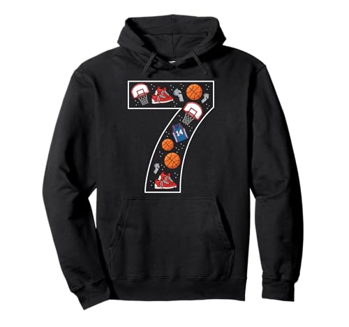 7. Geburtstag 7 Jahre alt Basketball Jungen Mädchen Basketball Pullover Hoodie von 7th Birthday 7 Year Old Basketball Boys Girls