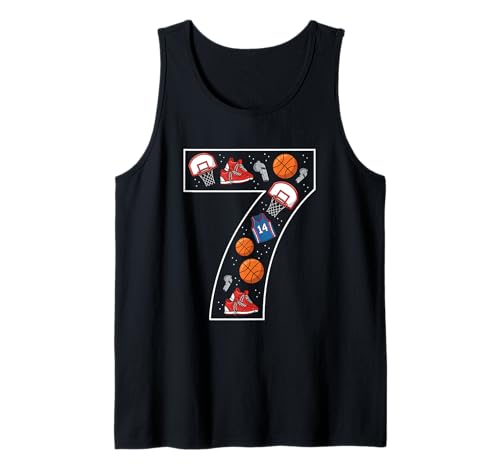 7. Geburtstag 7 Jahre alt Basketball Jungen Mädchen Basketball Tank Top von 7th Birthday 7 Year Old Basketball Boys Girls
